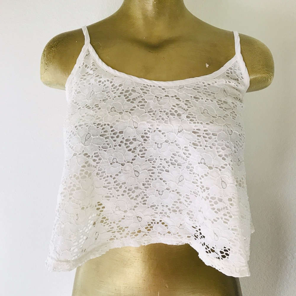 MASON + MACKENZIE Ivory EYELET Lace BABYDOLL Crop TOP Medium